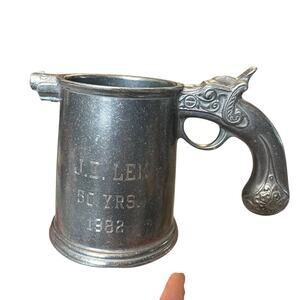 Vintage Pewter Pistol Gun Handle Mug Tankard Beer Metal Things Remembered READ